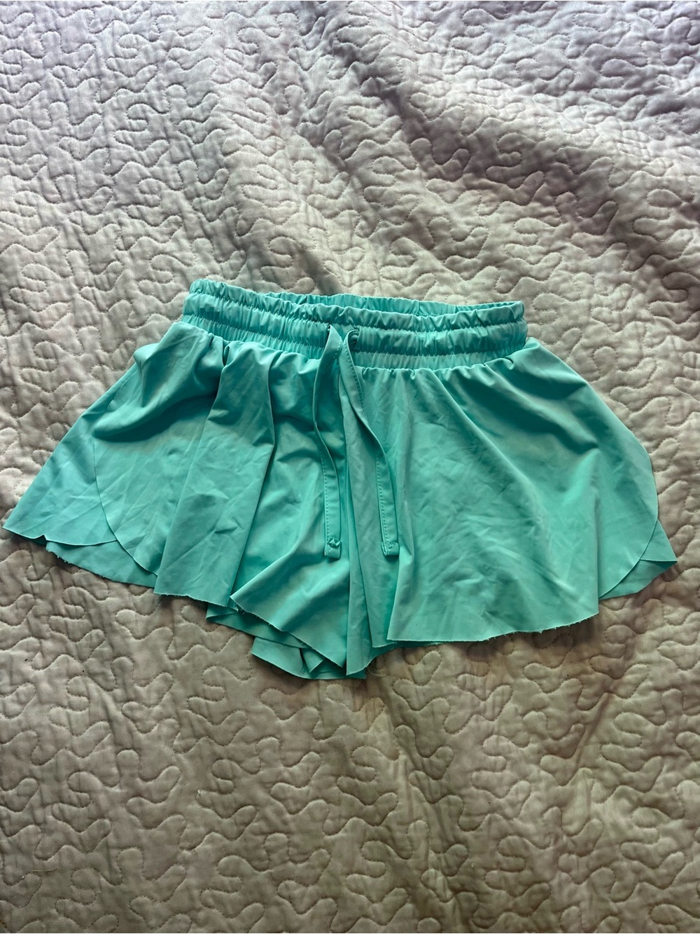 Girls Aqua Drawstring Skort Shorts